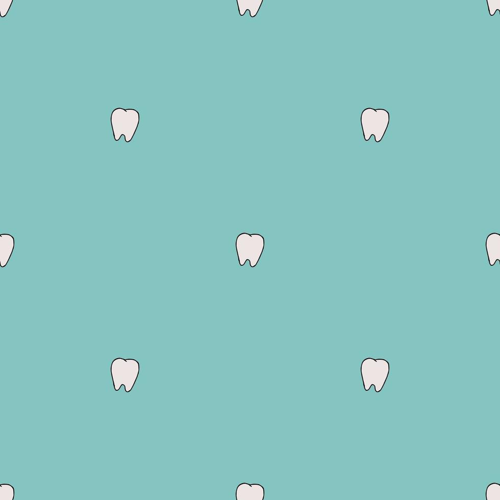 Seamless tooth pattern. Colored dental background. Doodle vector illustration with tooth
