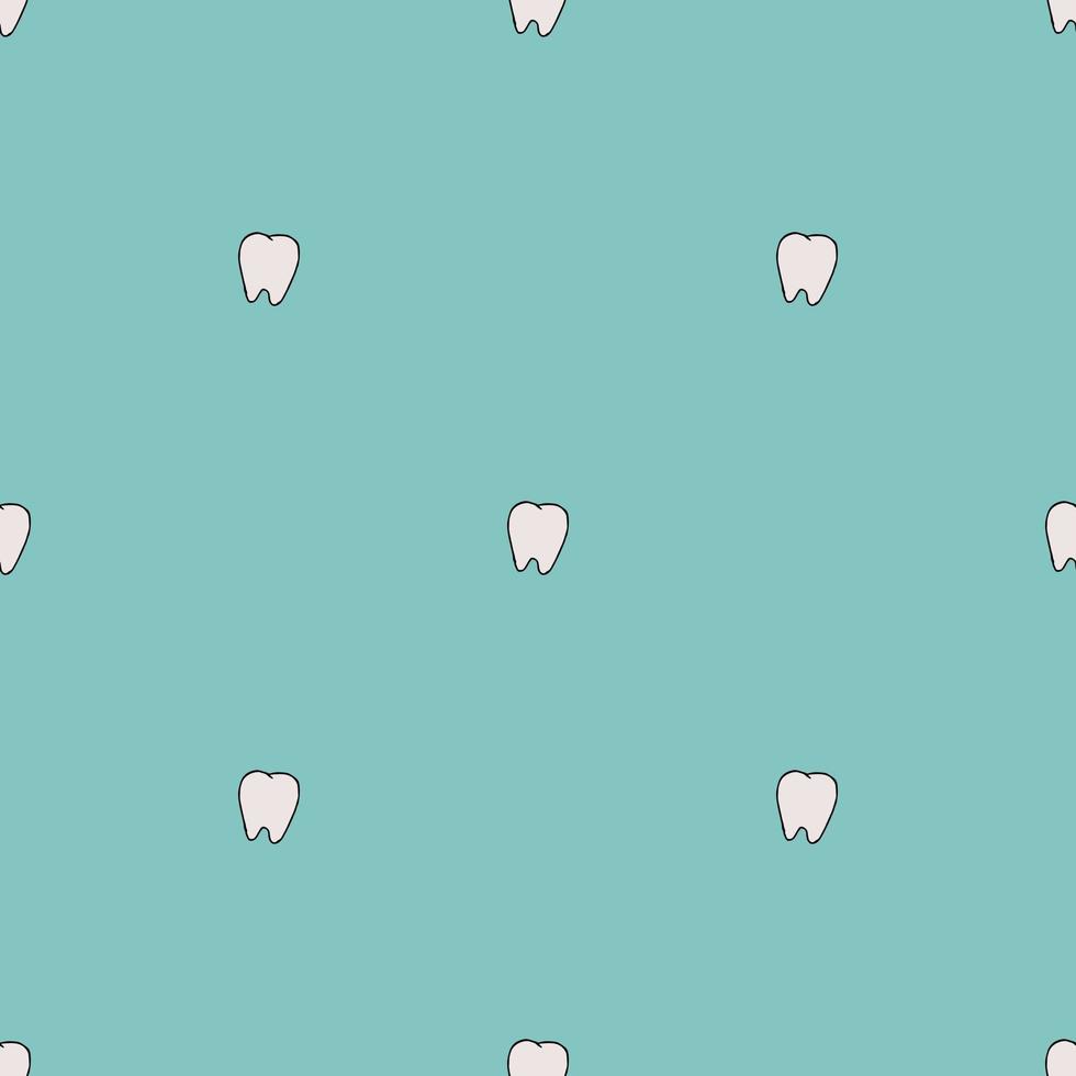 patrón de dientes sin costuras. fondo dental coloreado. garabato, vector, ilustración, con, diente vector