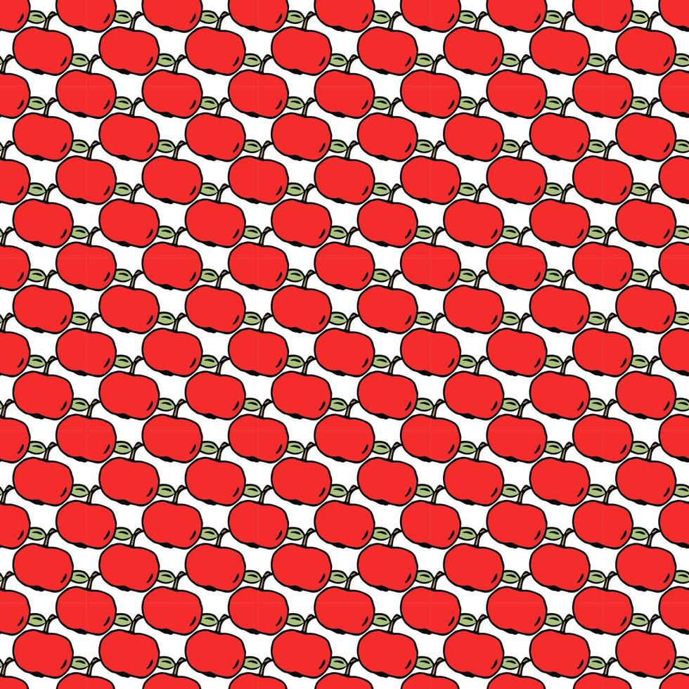 Apples pattern. seamless doodle pattern with red apples. vector illustration with red apples on white background