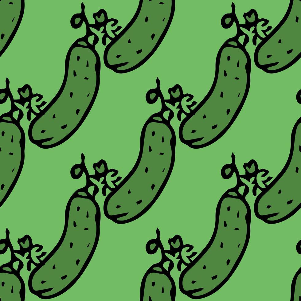 Seamless cucumber pattern. Colored cucumber background. Doodle vector illustration with cucumber