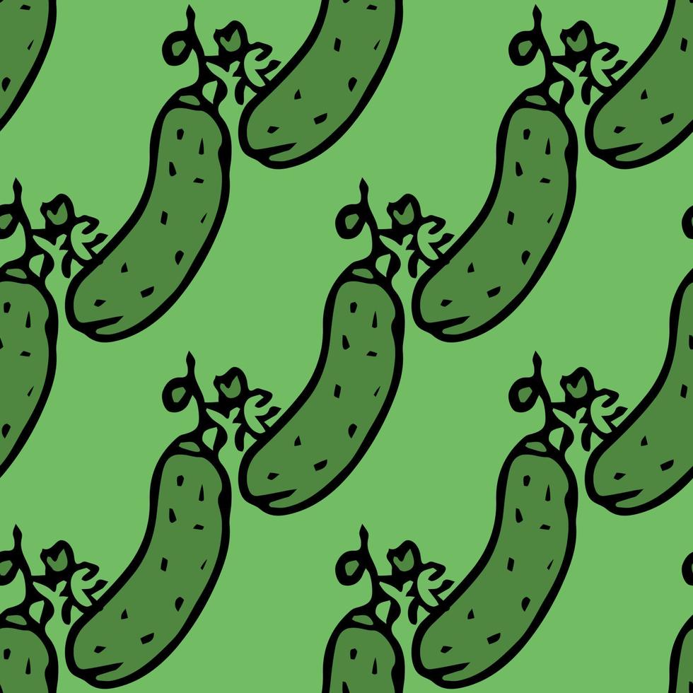 patrón de pepino sin costuras. fondo de pepino de color. garabato, vector, ilustración, con, pepino vector