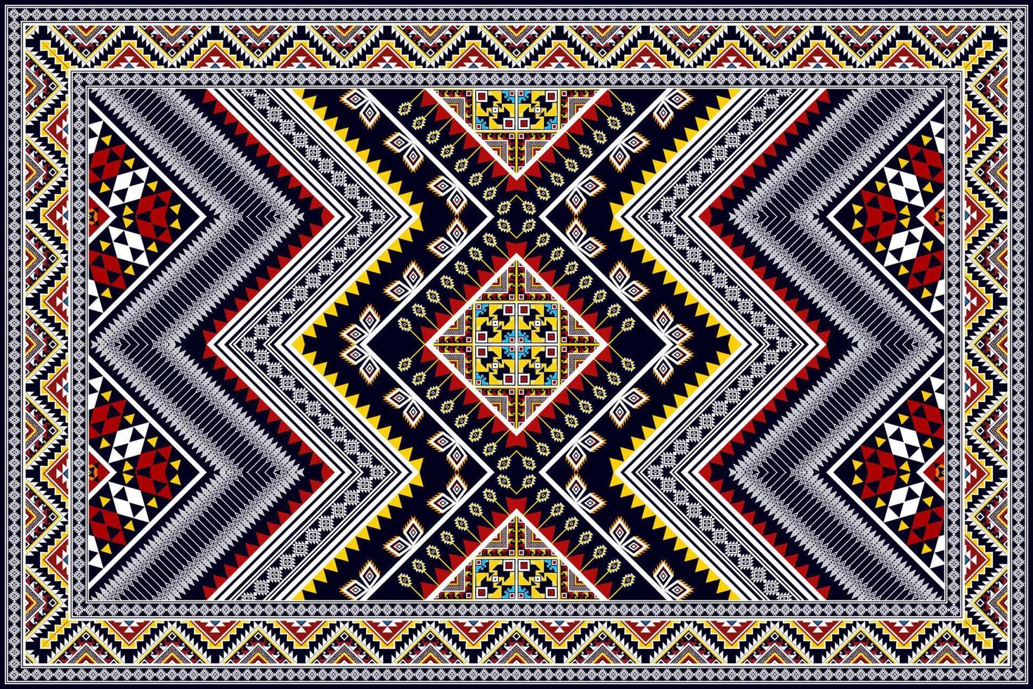 Ikat ethnic seamless pattern design abstract geometric Aztec fabric carpet ornament chevron textile decoration wallpaper. Tribal turkey African Indian American traditional embroidery vector