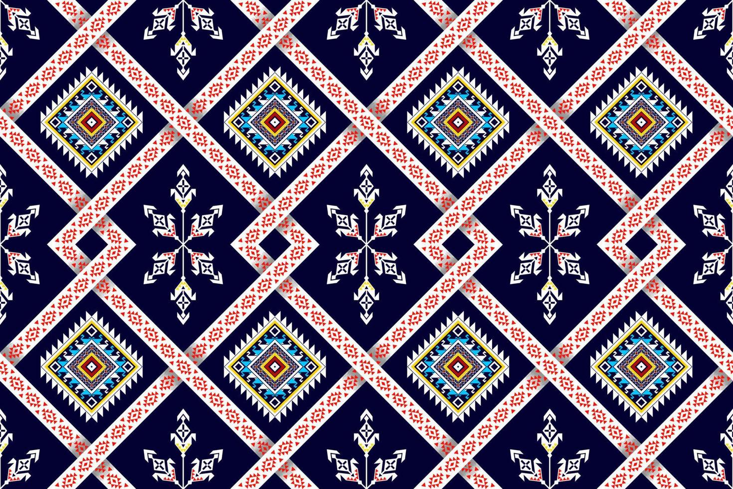 Ikat ethnic seamless pattern design. Aztec fabric carpet mandala ornaments textile decorations wallpaper. Tribal boho native ethnic turkey traditional embroidery vector background