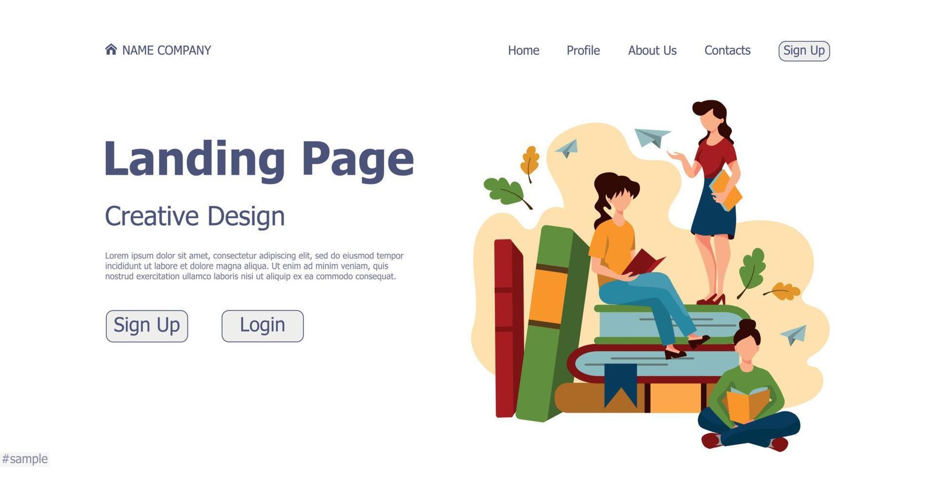 Concept design concept online school landing page website - Vector
