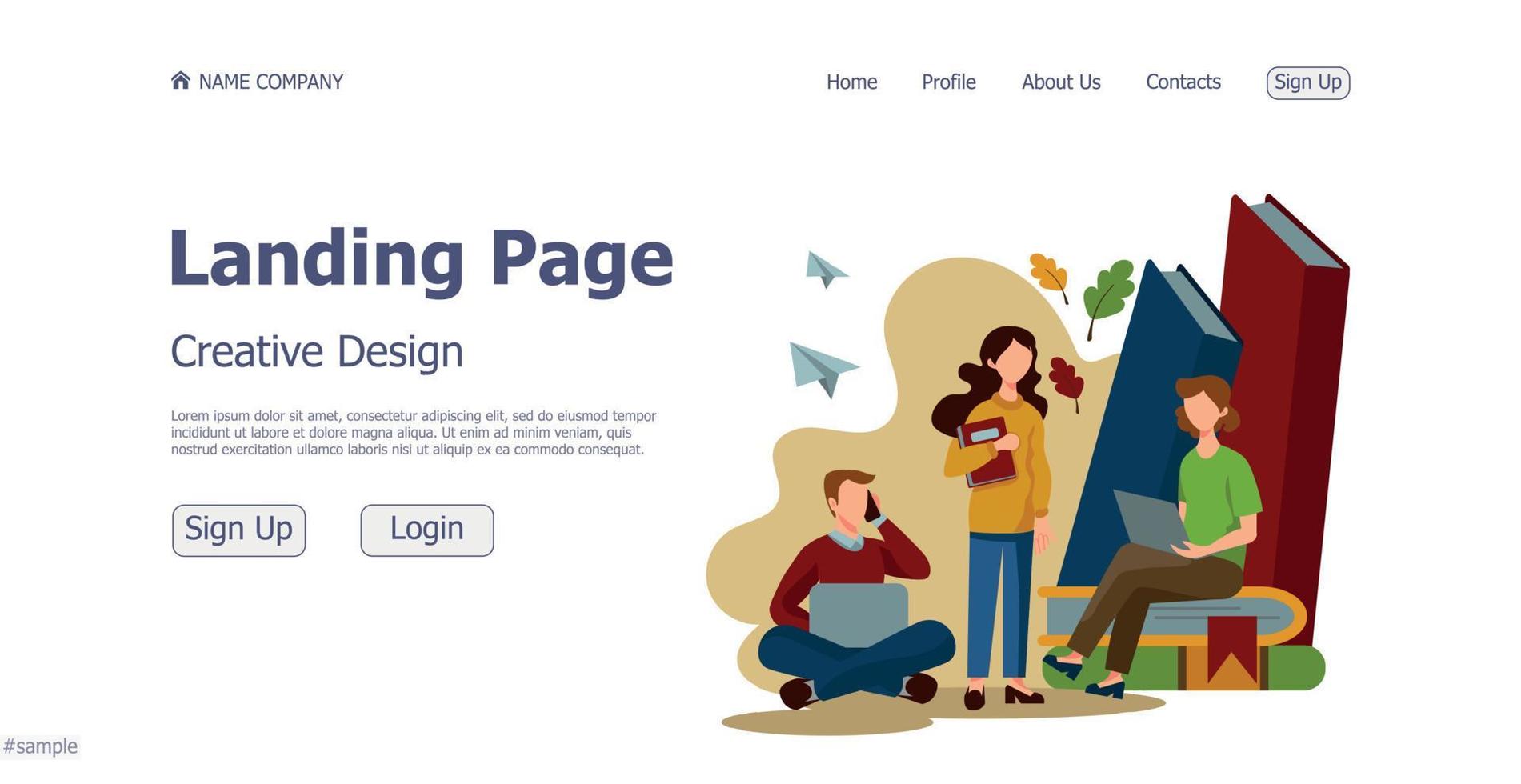 Concept design concept online school landing page website - Vector