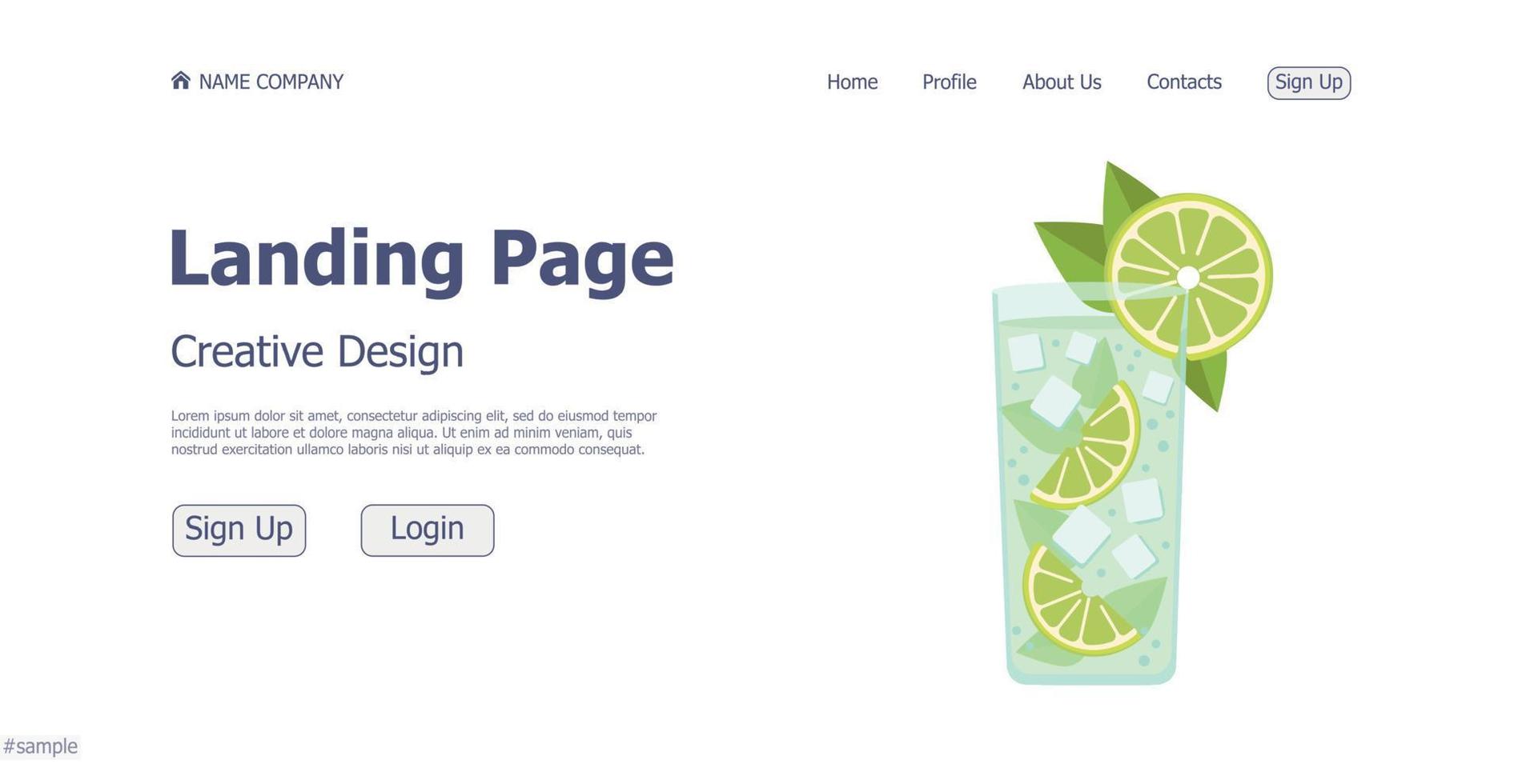 Cocktail bar website landing page design concept - Vector