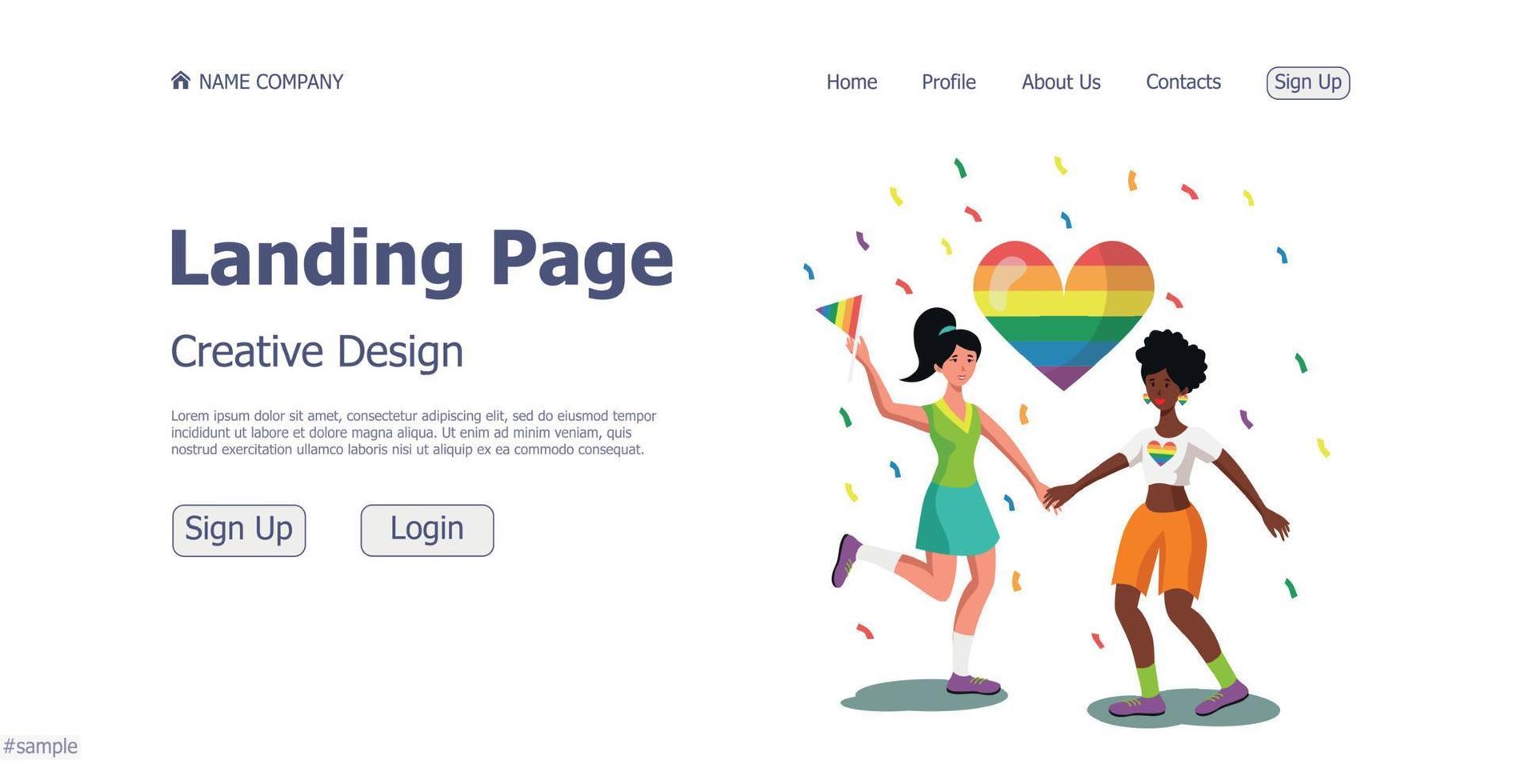 Lgbt community website landing page design concept - Vector