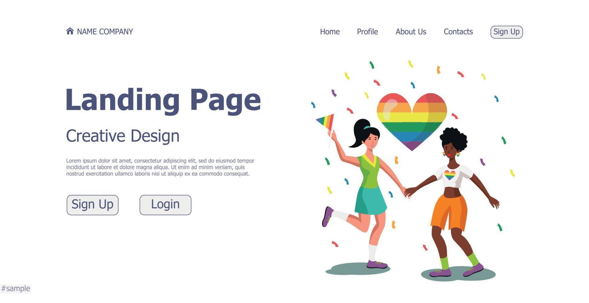 concepto de diseño de la página de inicio del sitio web de la comunidad lgbt - vector