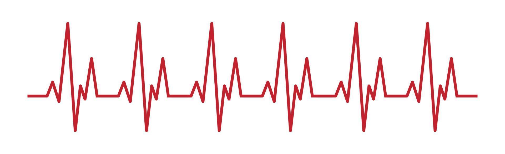 pulso cardíaco - línea roja curva sobre fondo blanco, pruebas médicas - vector
