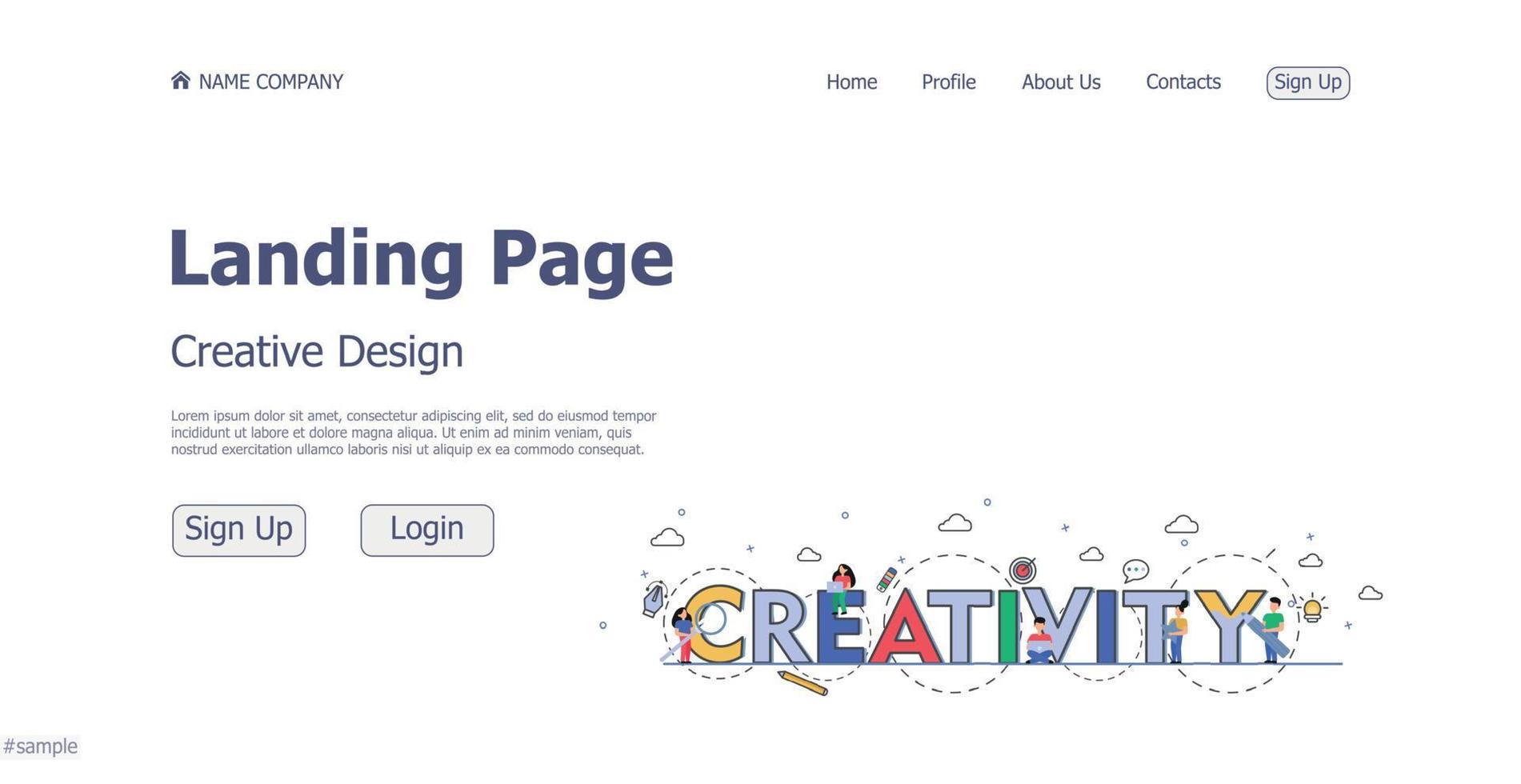 Concept design concept creative and creative website landing page website art - Vector