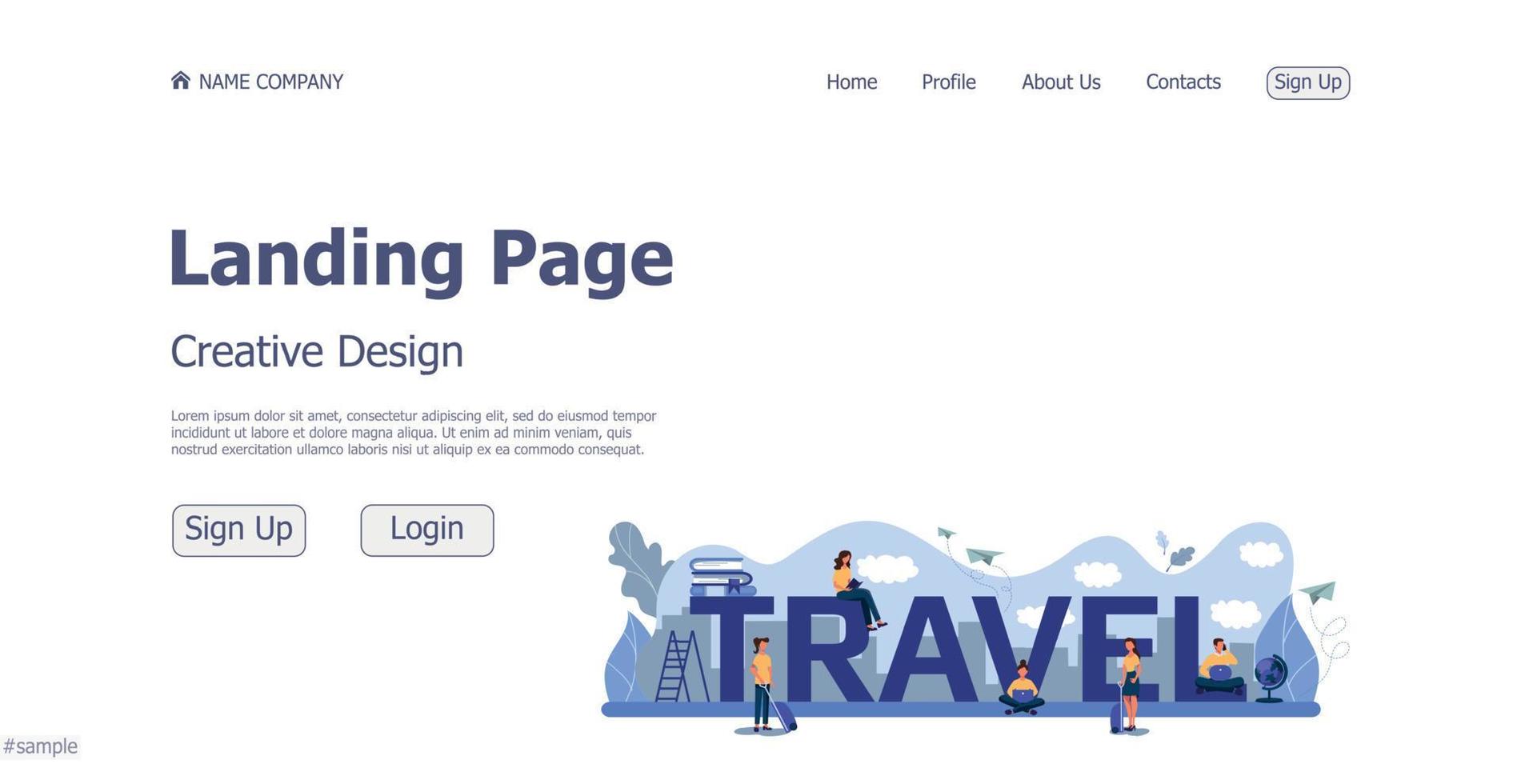 Concept design concept online travel landing page website - Vector