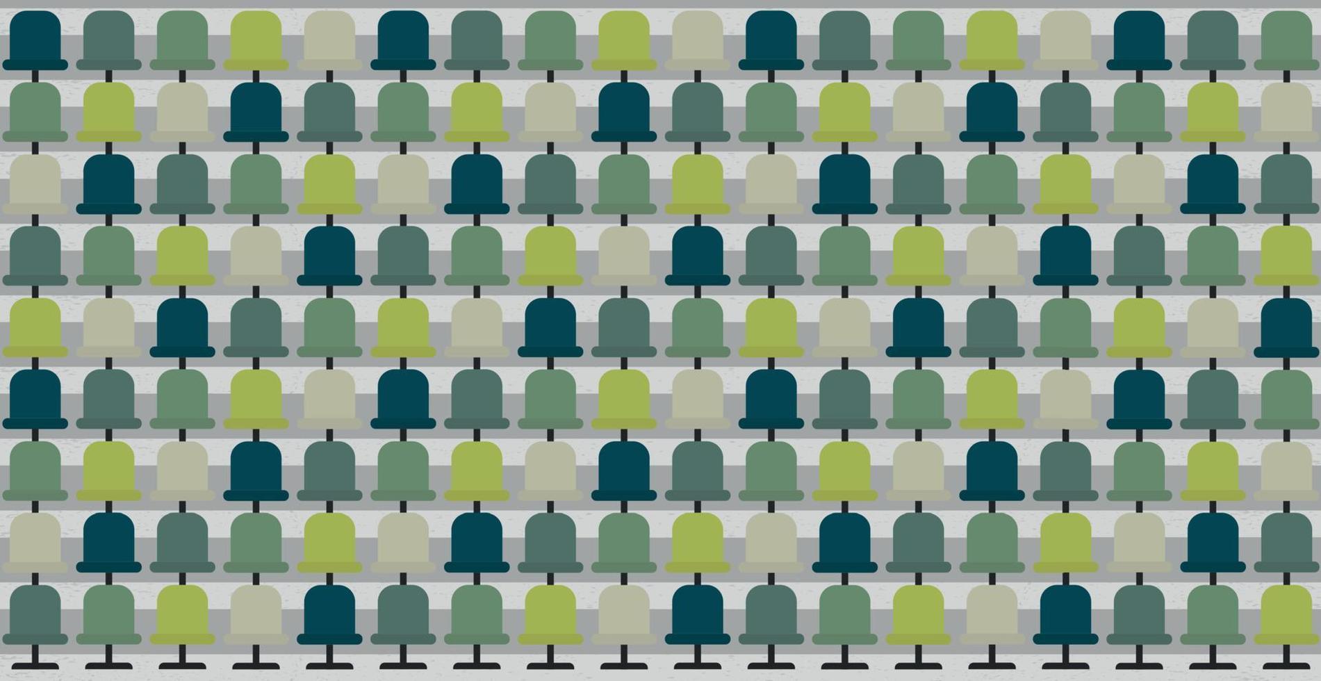 Large football tribune, colorful chairs, sports background - Vector