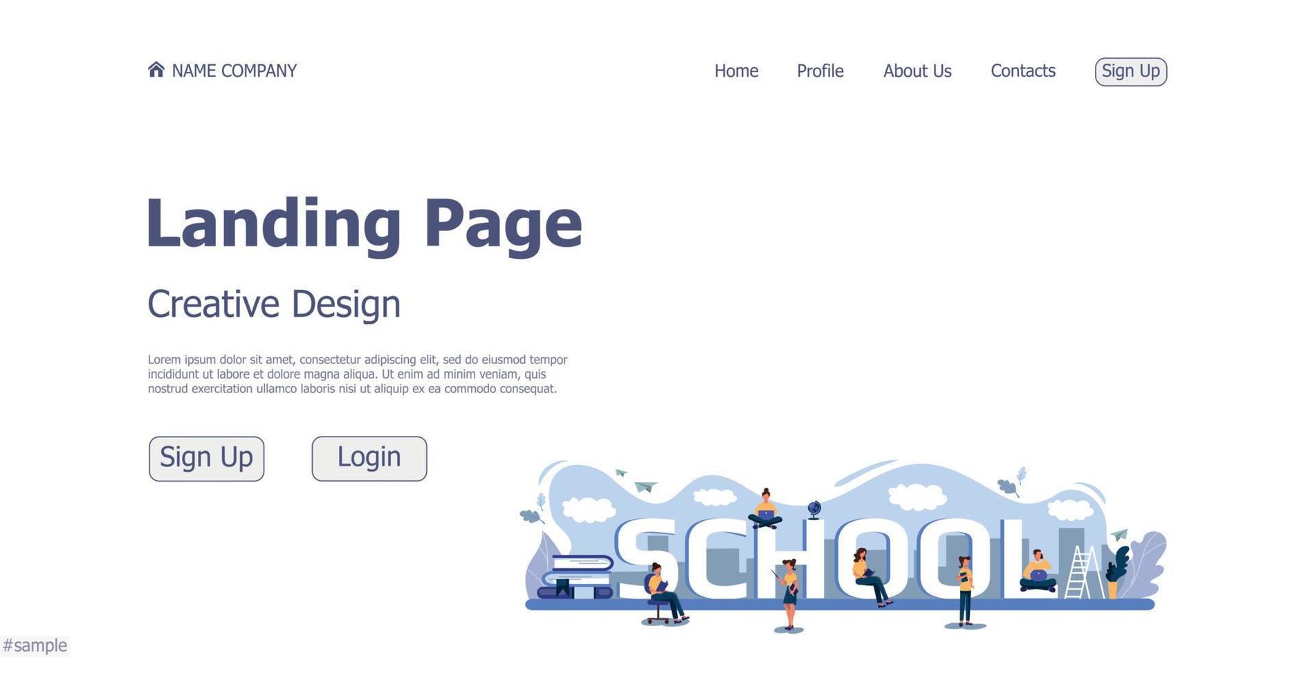 Concept design concept online school landing page website - Vector
