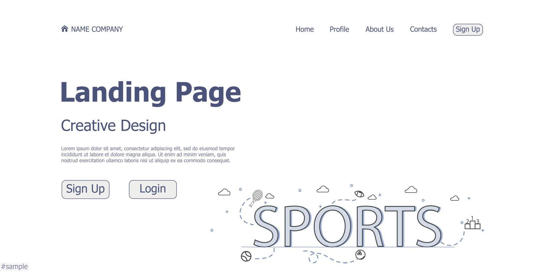Concept design concept sports resource landing page website - Vector