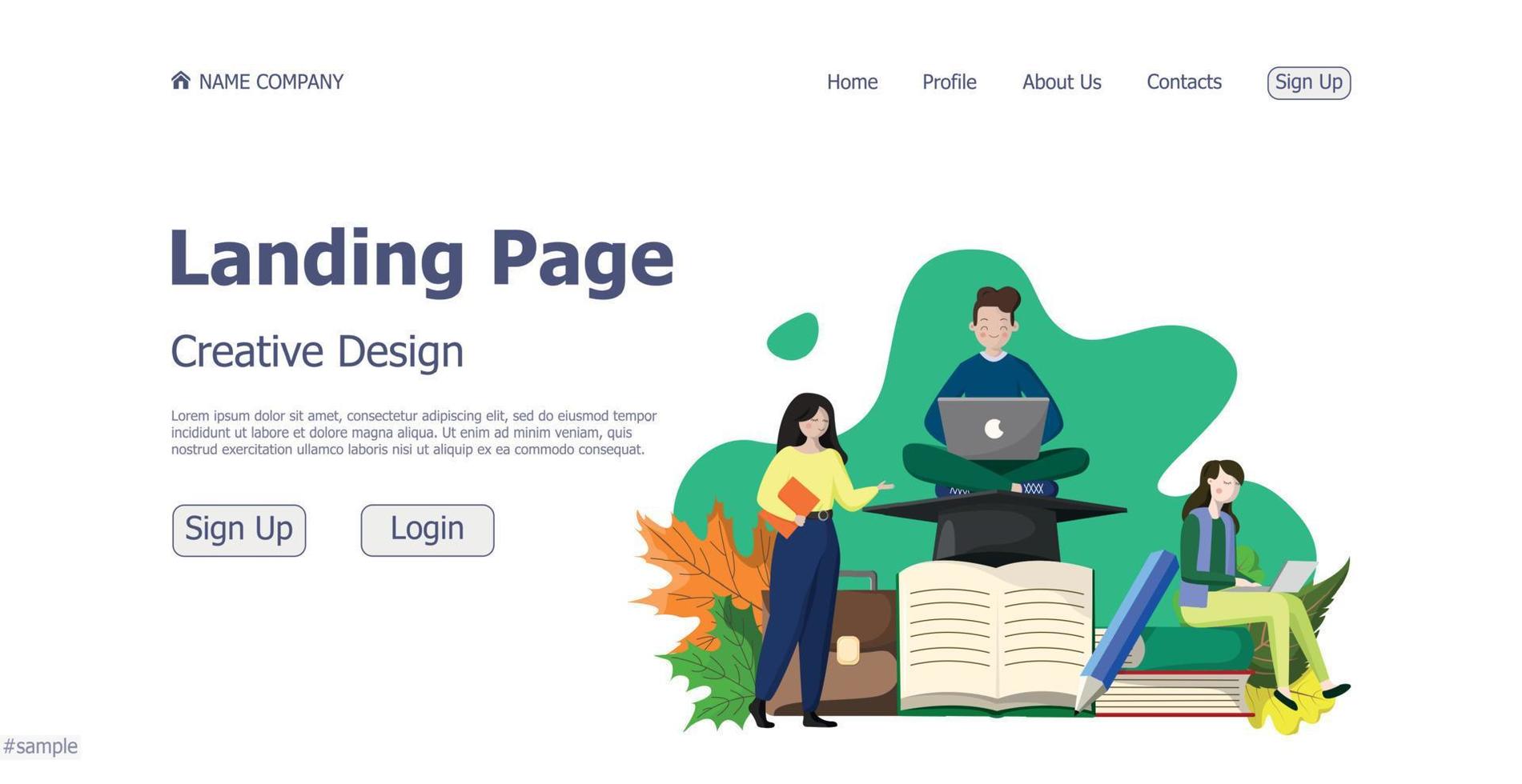 Concept design concept online school landing page website - Vector