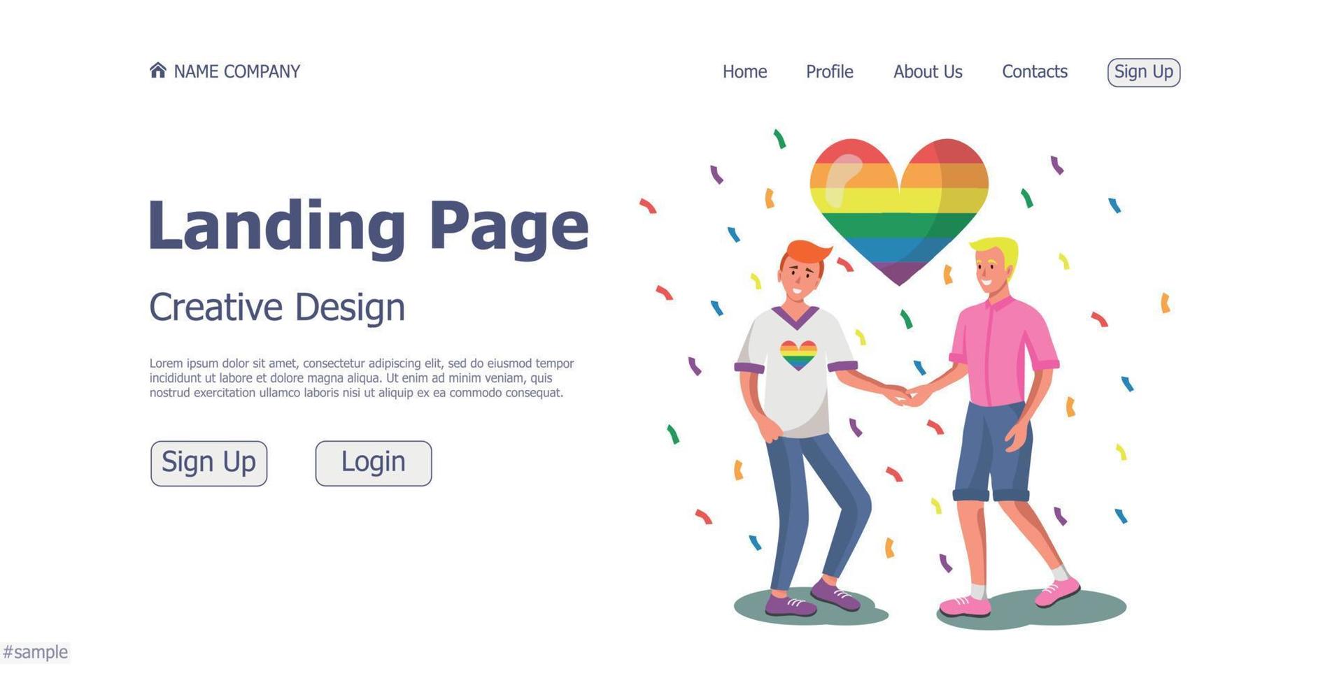 concepto de diseño de la página de inicio del sitio web de la comunidad lgbt - vector