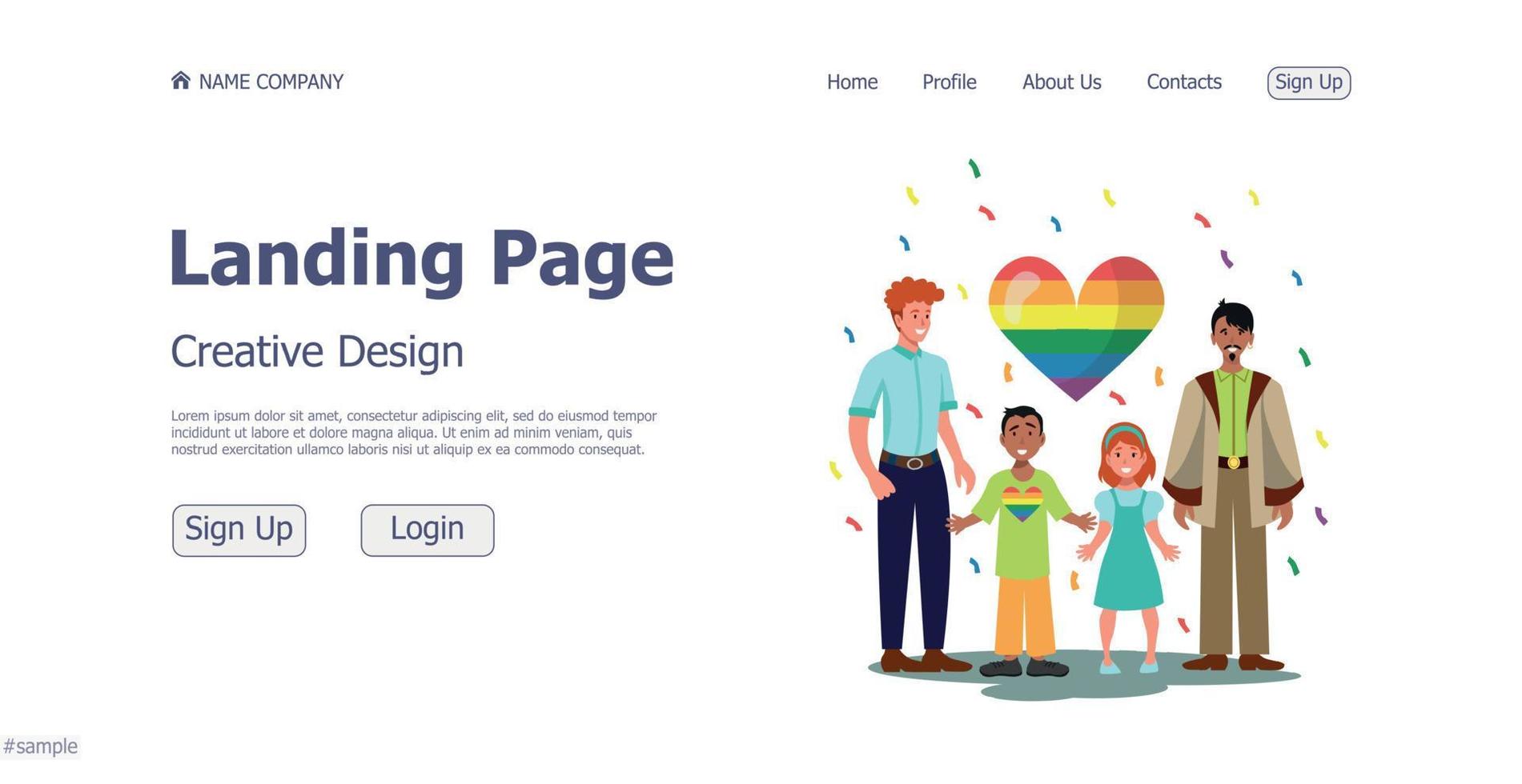 Lgbt community website landing page design concept - Vector