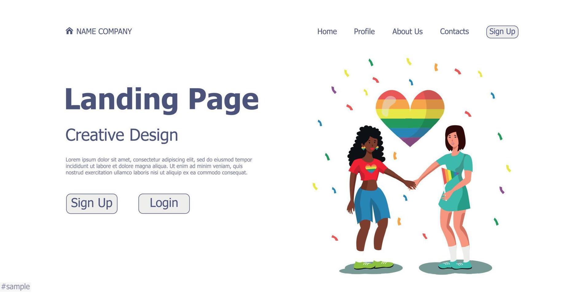 concepto de diseño de la página de inicio del sitio web de la comunidad lgbt - vector