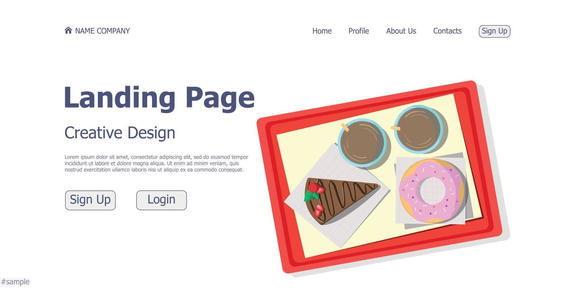 Design concept for confectionery shop website landing page - Vector