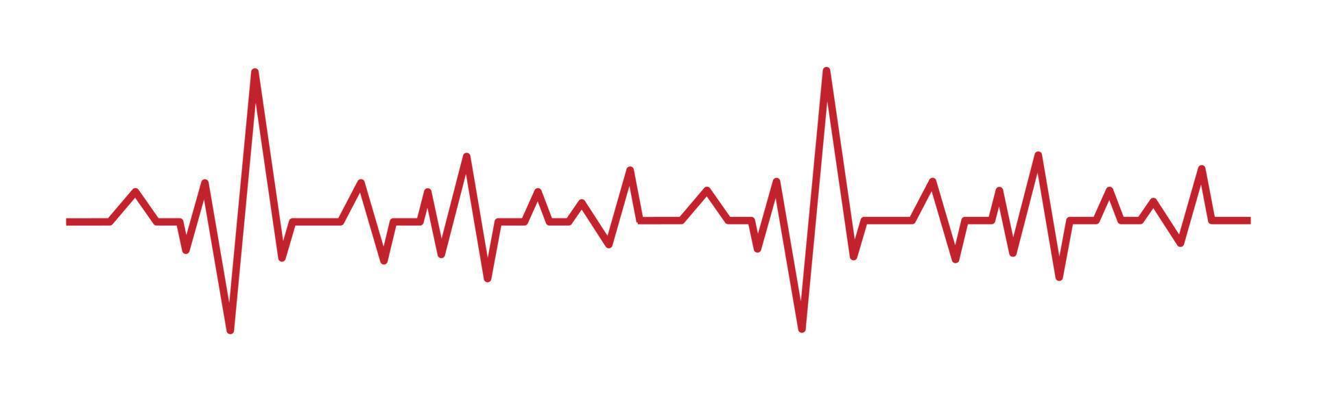 Heart pulse - curved red line on white background, medical tests - Vector