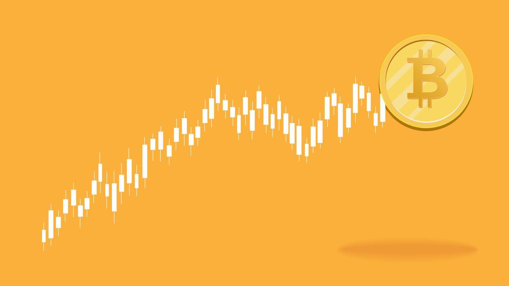 Bitcoin price soaring high with huge profit for investor. Bitcoin currency growth concept vector illustration