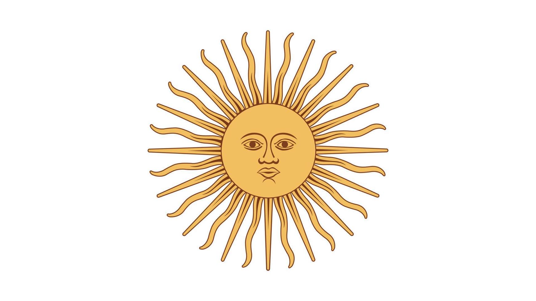 The Inca sun god. Argentinian flag symbol. Isolated on white background vector illustration