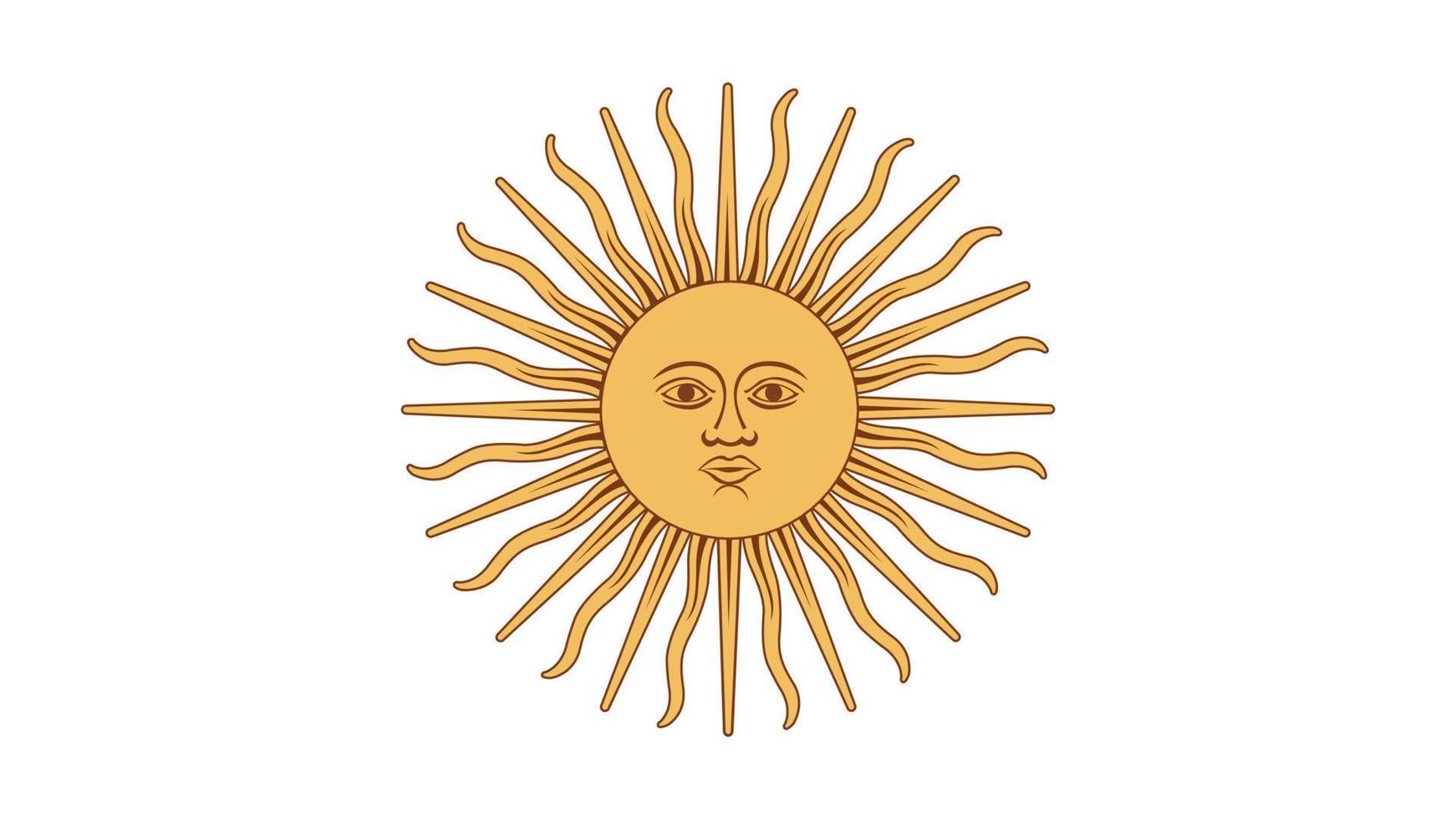 el dios sol inca. símbolo de la bandera argentina. aislado en la ilustración de vector de fondo blanco