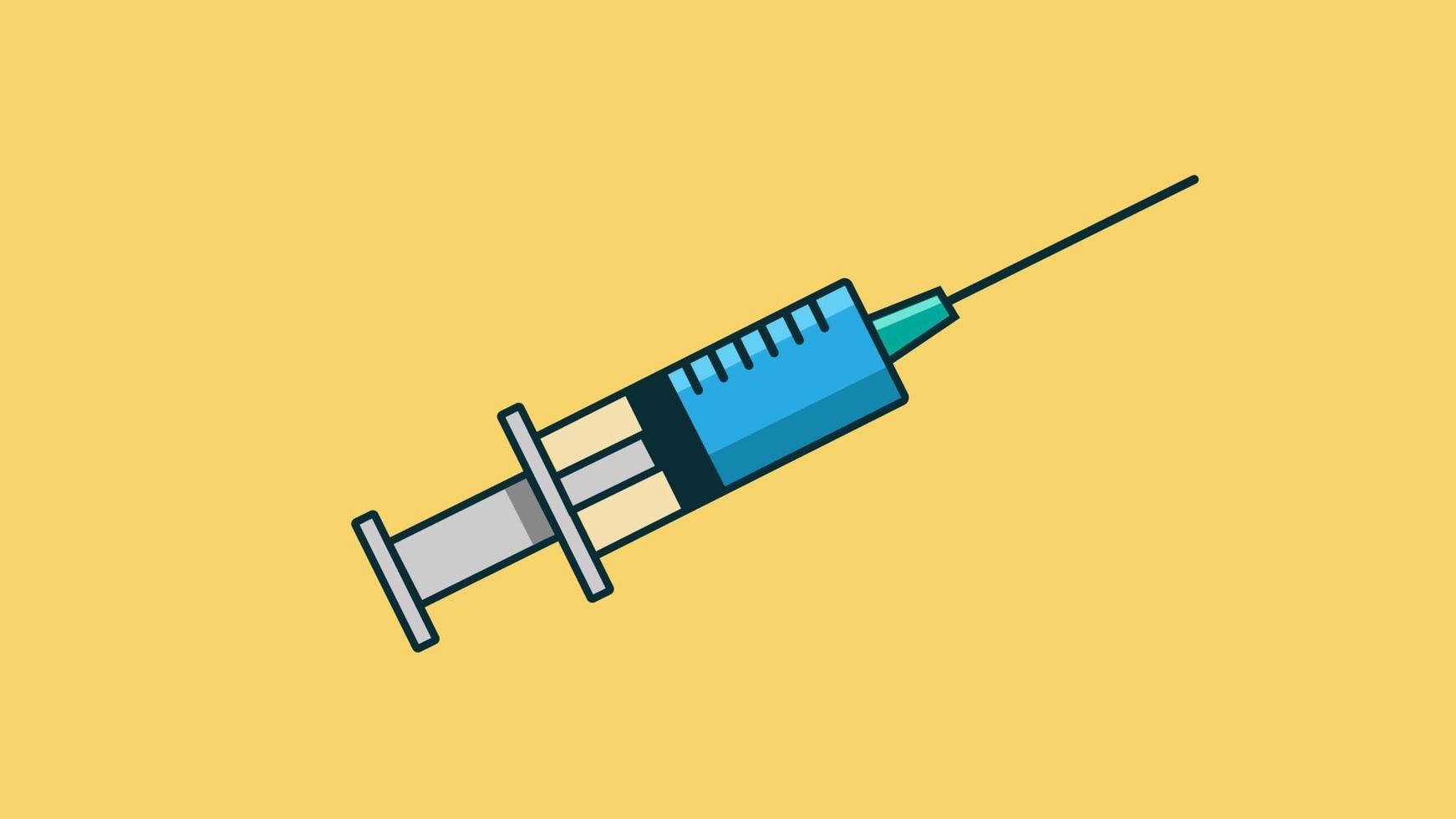 Medical syringe injection flat vector illustration