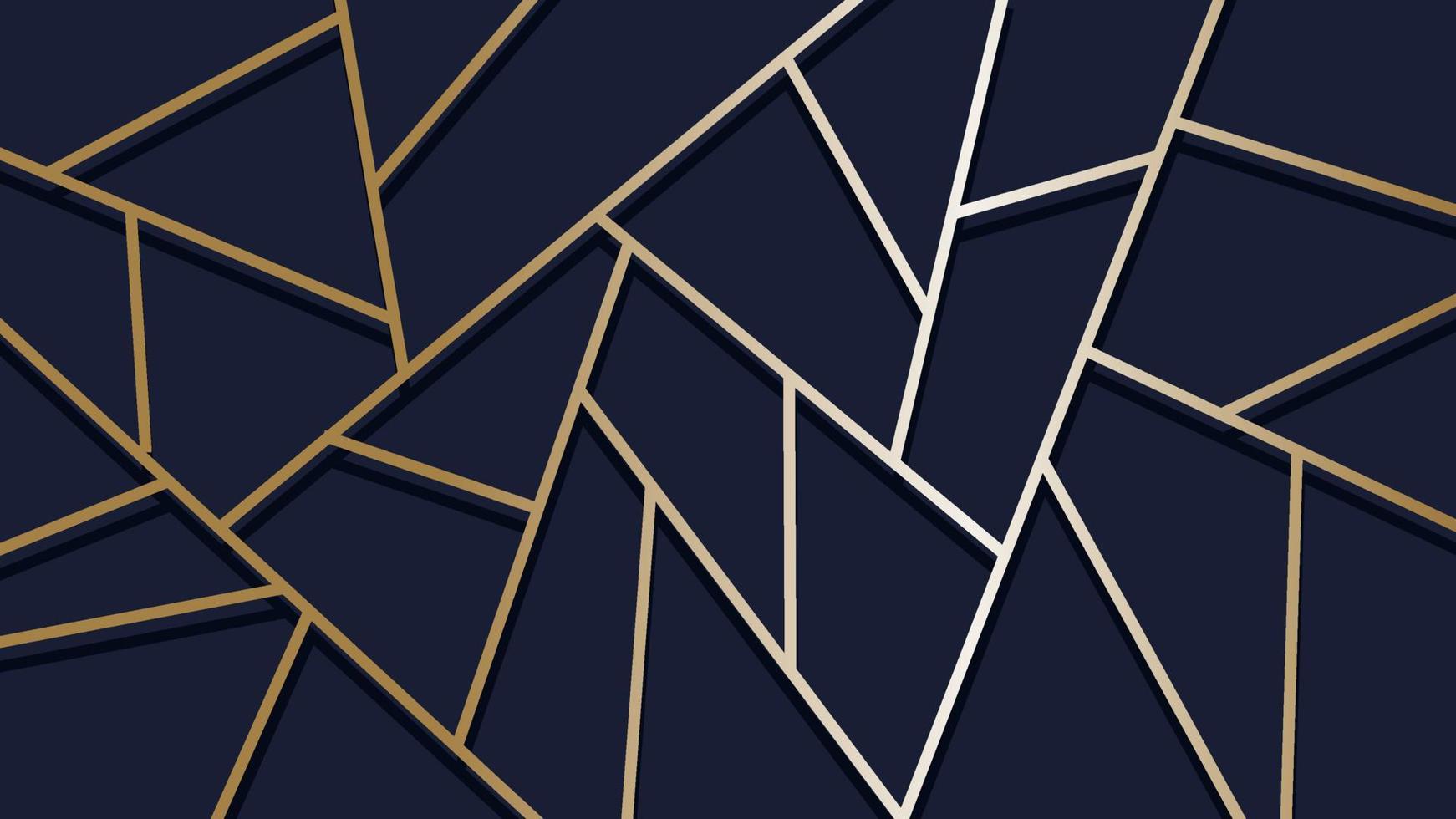 Modern dark blue gold mosaic pattern background vector