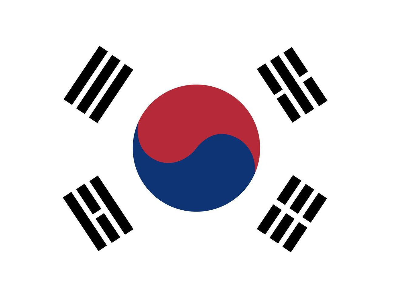 Flag of South Korea.Official proportion  dimension and colors. Vector Illustration