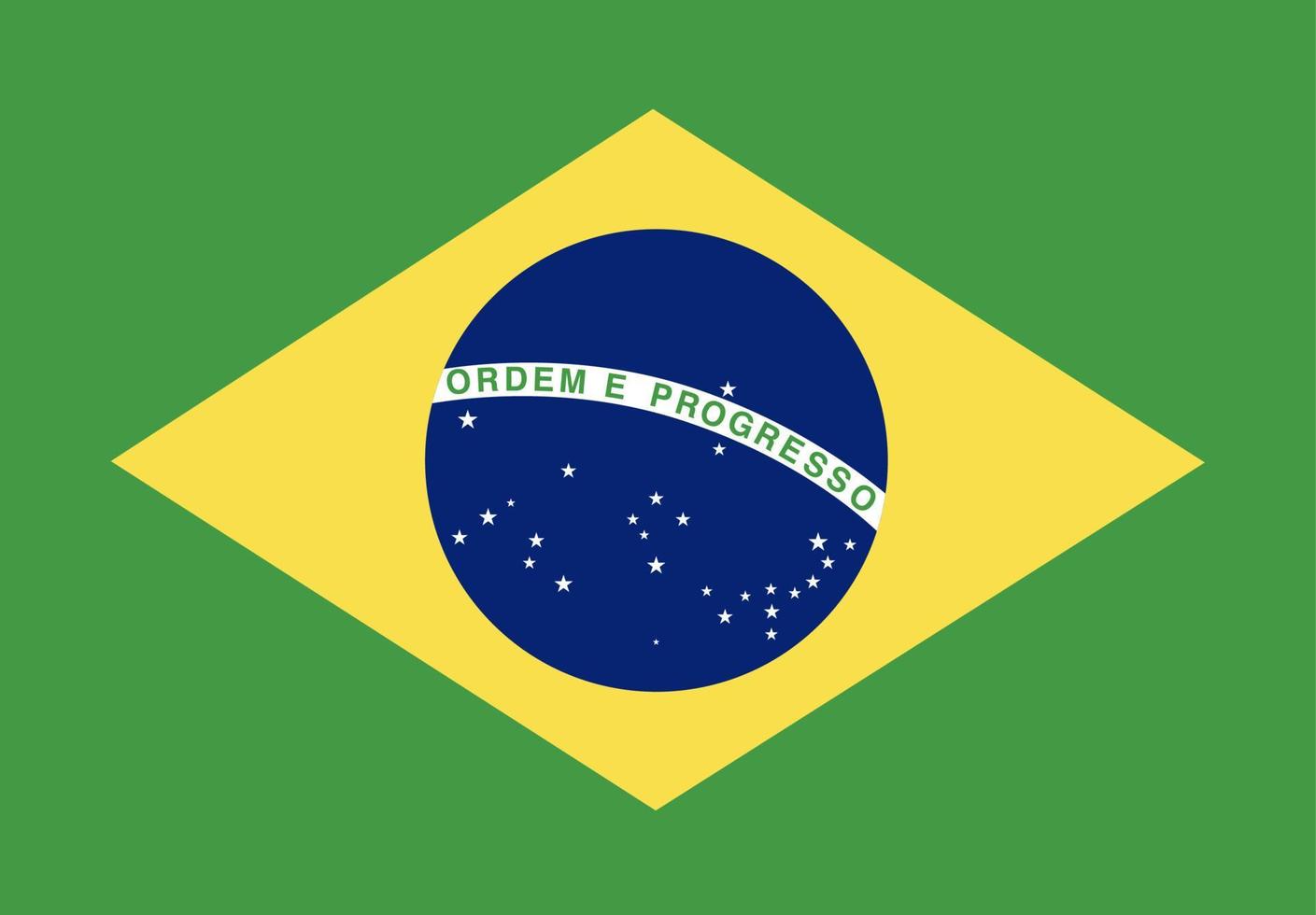Flag of Brazil.Official proportion  dimension and colors. Vector Illustration