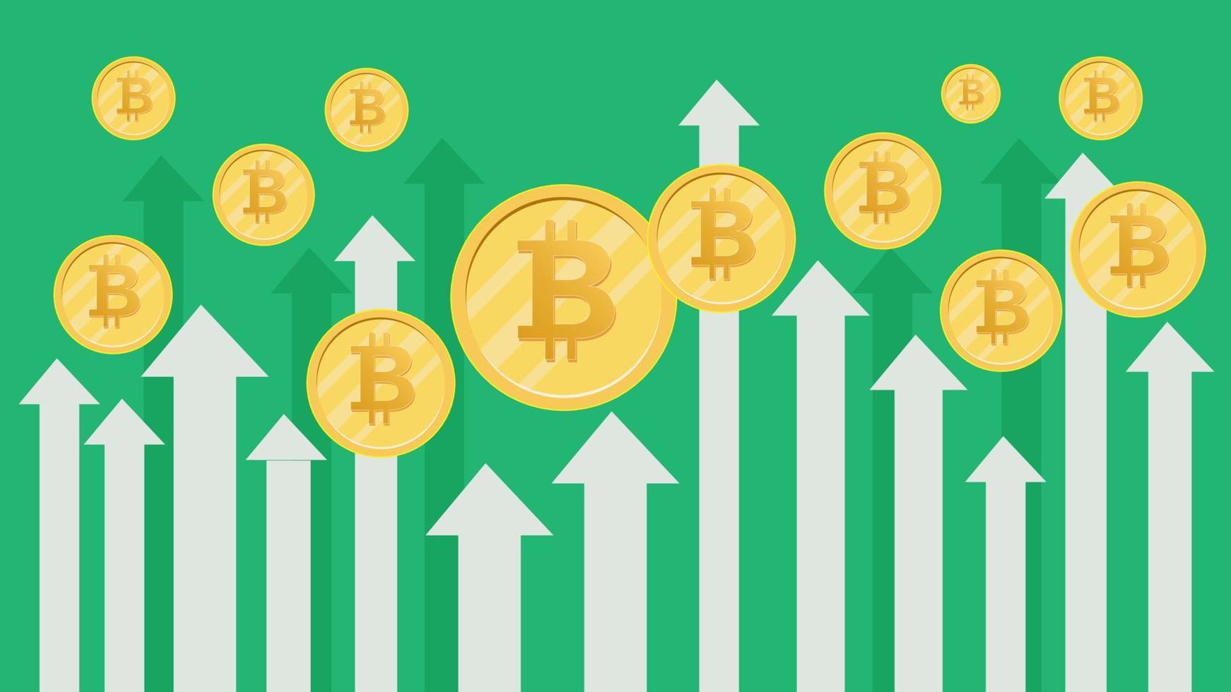 bitcoin la ilustración de vector de crecimiento de valor de criptomoneda. concepto de inversión de dinero