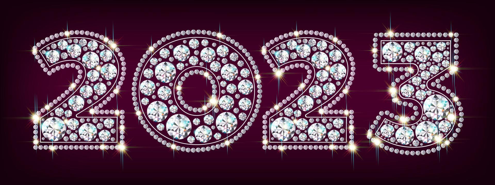 año nuevo 2023 lujosos números de piedras preciosas de diamantes que