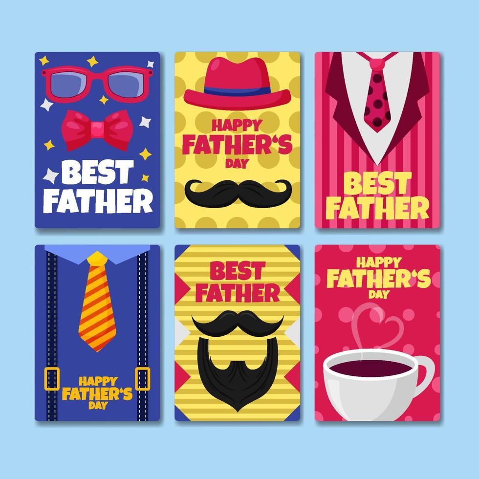 conjunto de tarjeta de feliz día del padre vector