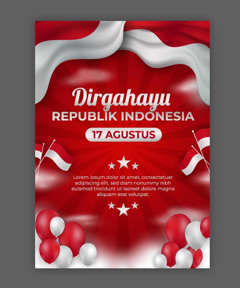 plantilla de cartel del día de la independencia de indonesia vector