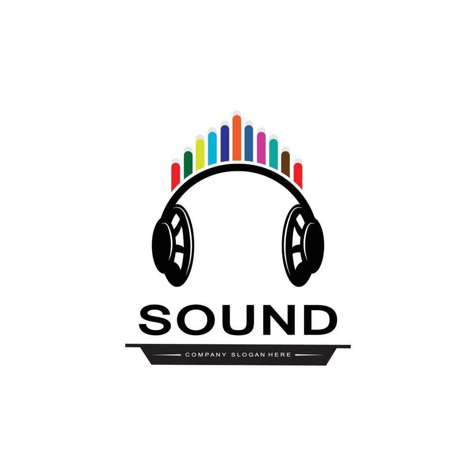 music sound wave logo icon vector, speaker and headset vector