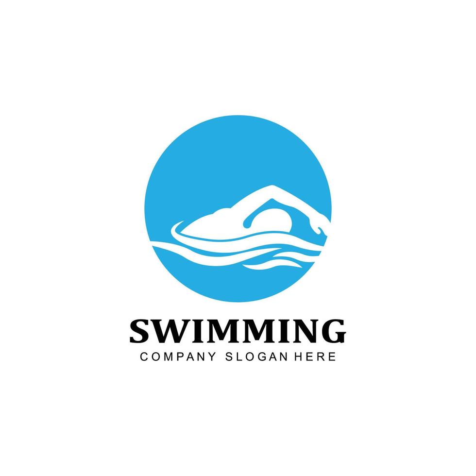 swimming pool logo vector icon, swimmer athlete, concept inspiration