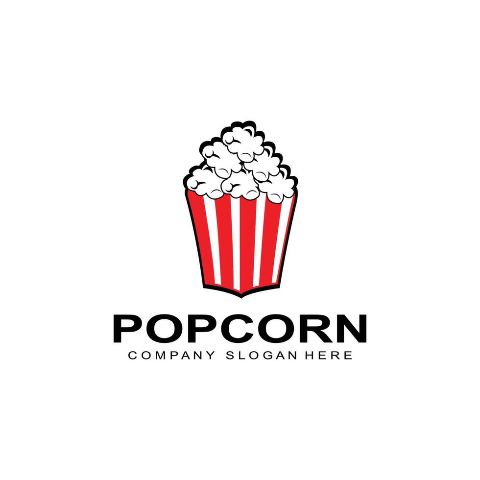 vector de icono de logotipo de palomitas de maíz, explosión, bocadillos de cine, ilustración de concepto