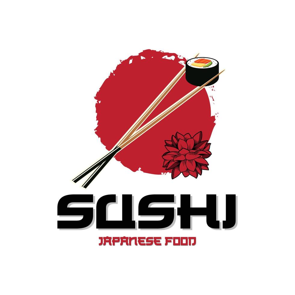 vector de logotipo de comida japonesa de sushi, con una variedad de carne de marisco, diseño de fondo adecuado para pegatinas, serigrafía, pancartas, desolladores, empresas