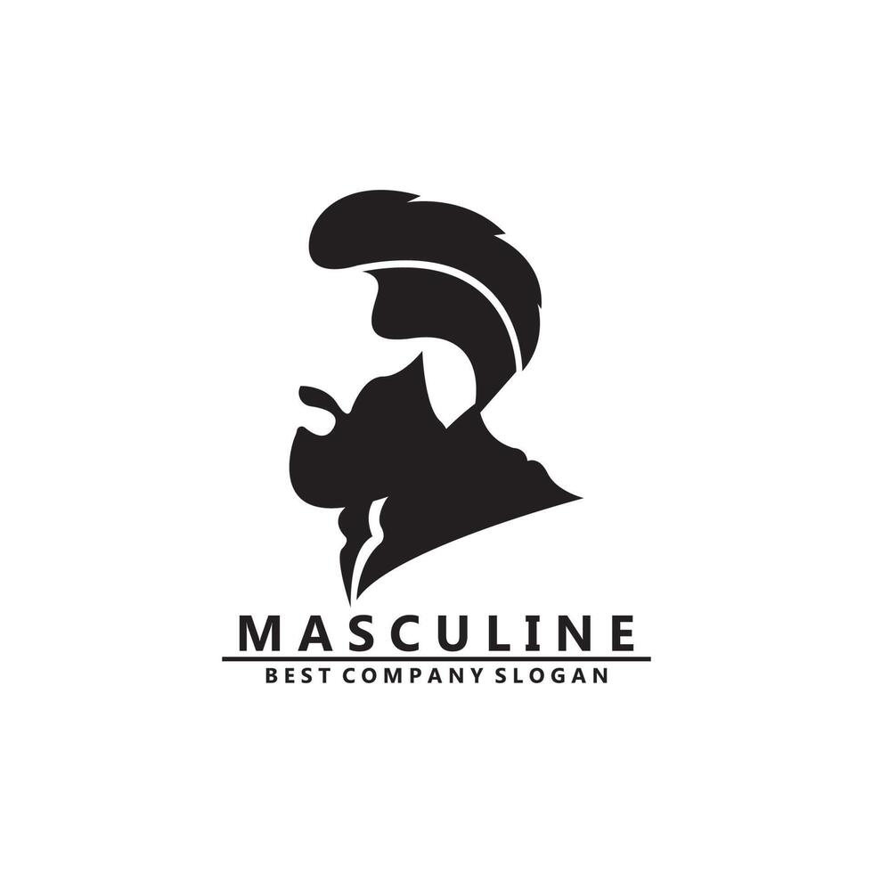 vector de icono de logotipo de hombre masculino con barba, apariencia digna fresca y guapa