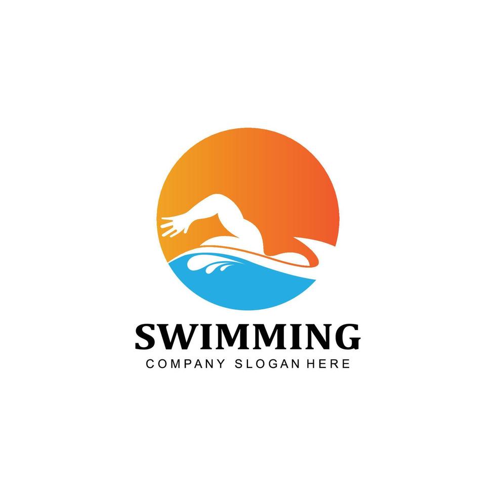 swimming pool logo vector icon, swimmer athlete, concept inspiration