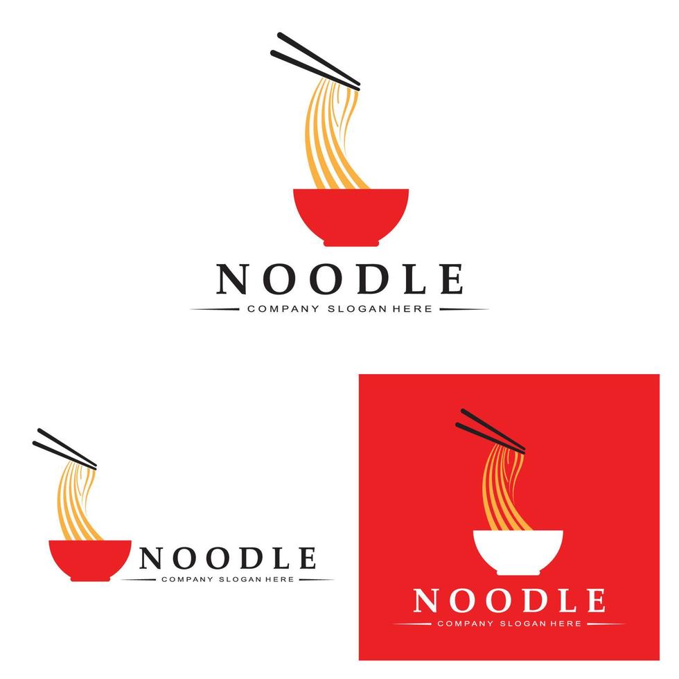 una colección de inspiración para logotipos de fideos. plantilla de diseño de tazón y comida china. Ilustración de concepto retro vector