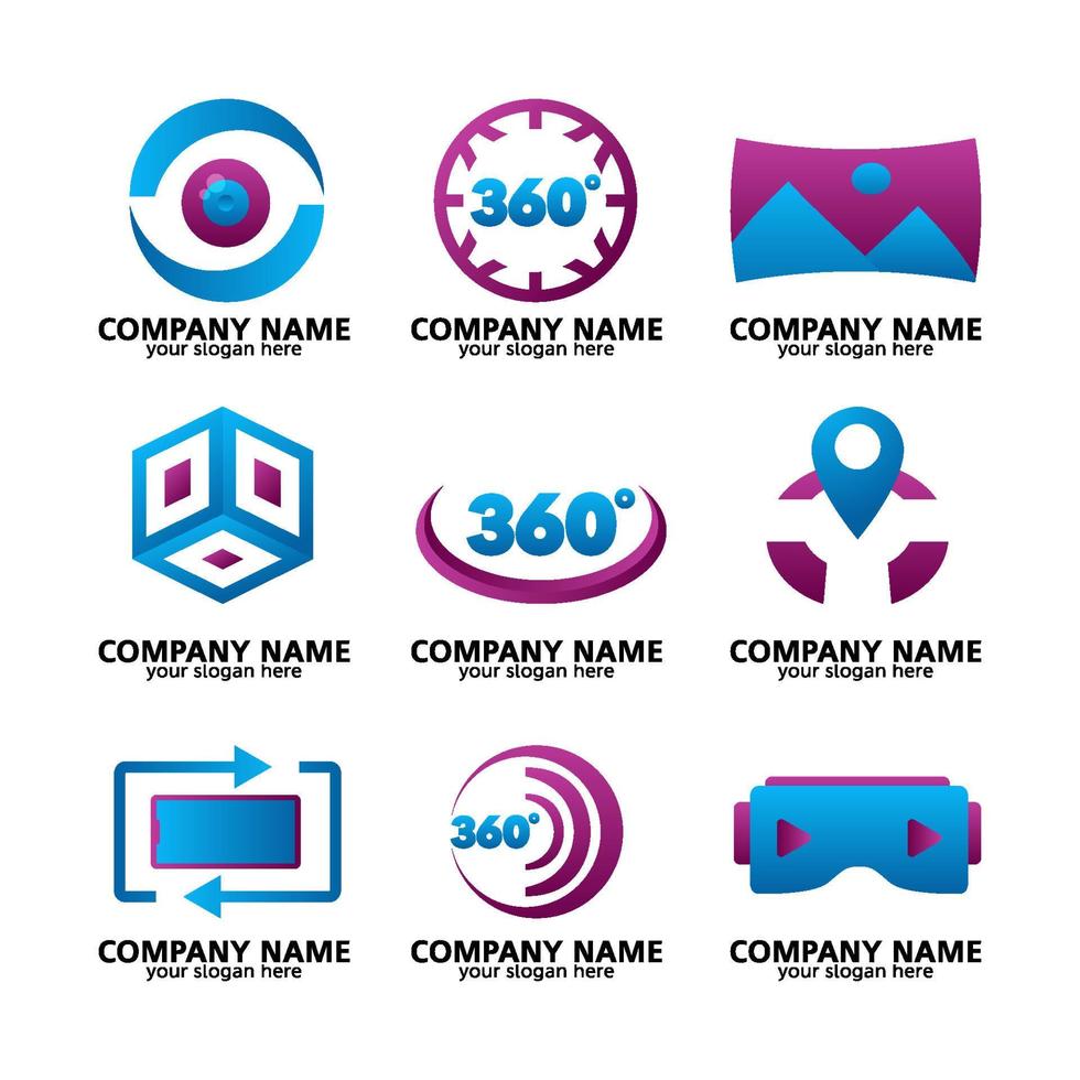 Set of Virtual Tour Logo vector