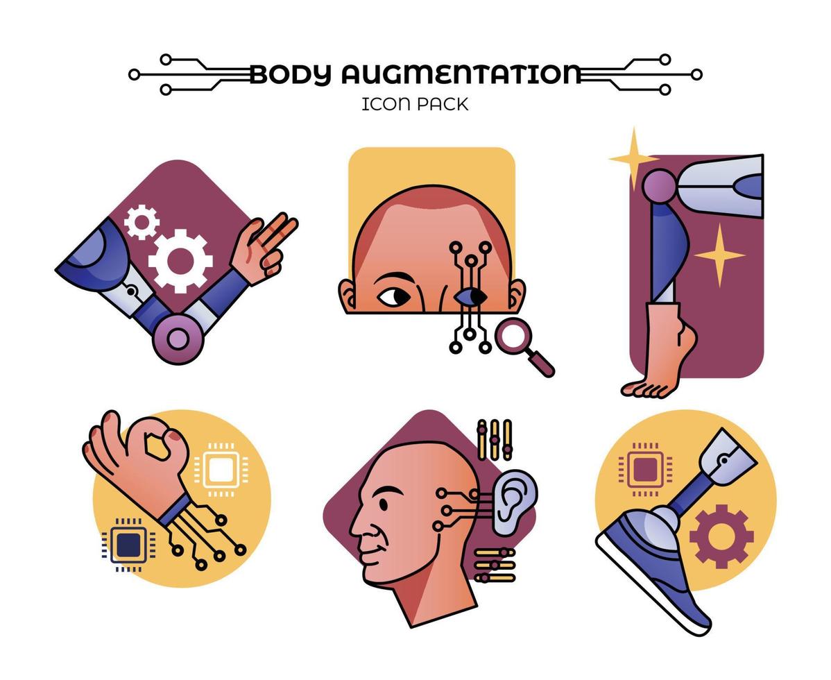 Body Augmentation Icon Set vector