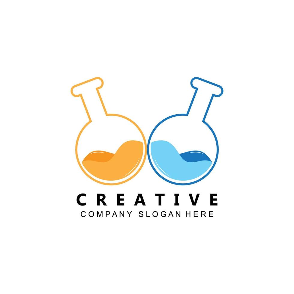 diseño de botella de laboratorio de prueba de logotipo de laboratorio médico de salud vector