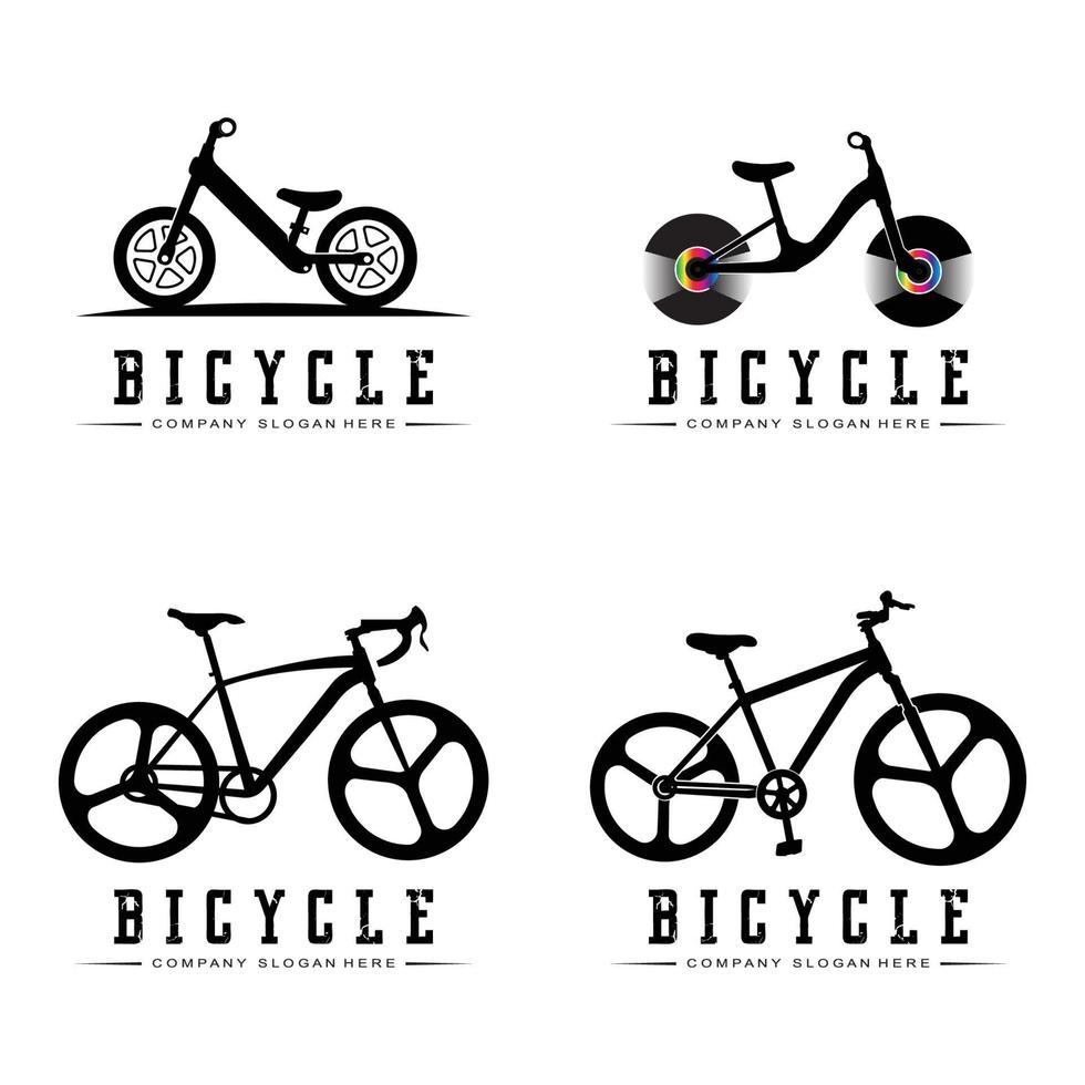 vector de icono de logotipo de bicicleta, vehículo para deportes, carreras, casual, cuesta abajo, plantilla retro