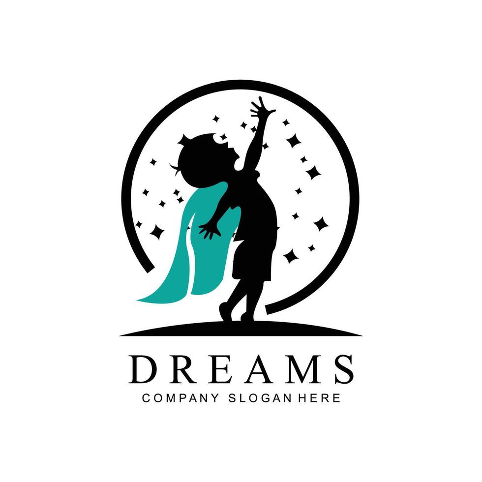 logotipo de icono vectorial lograr sueños, educación, concepto de estrella, niños vector