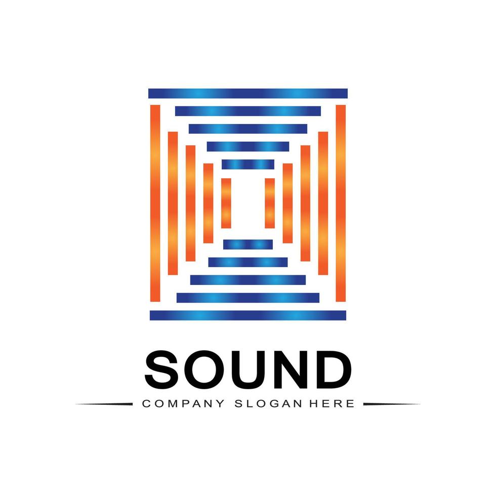 vector de icono de logotipo de onda de sonido de música, altavoz y auriculares