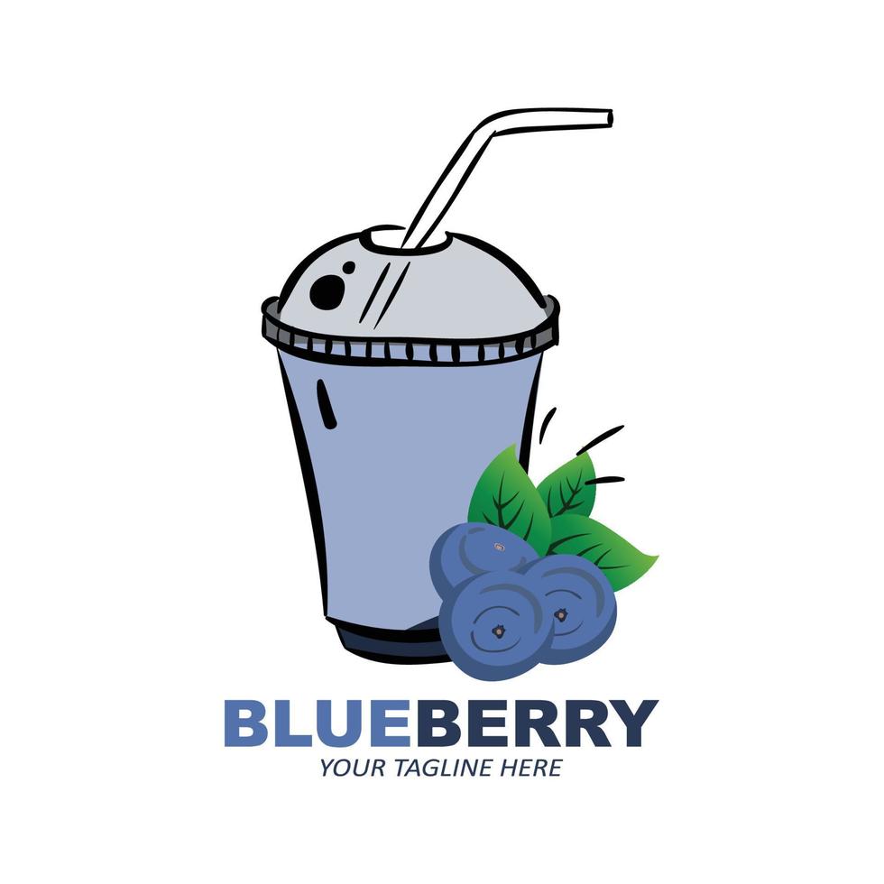 Vector Illustration Of Blueberry Fruit Logo Fresh Fruit Blue Purple, Available In The Market Can Be For Fruit Juice Or For Body Health, Screen Printing Design, Sticker, Banner, Fruit Company