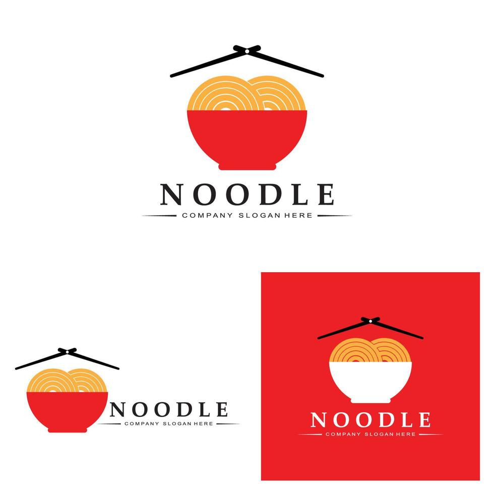 A collection of noodle logo inspiration. Chinese food and bowl design template. Retro Concept Illustration vector